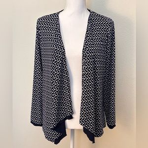 Susan Graver women’s reversible blue & white cardigan ~ Size XS